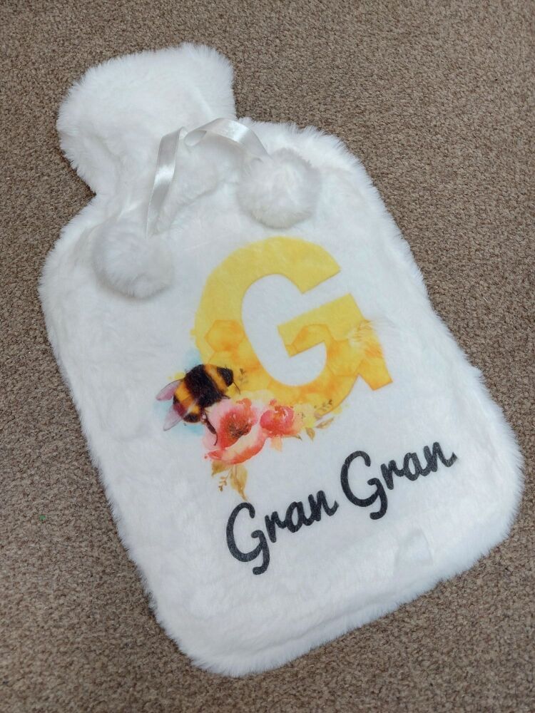 Personalised Bee Initial Hot Water Bottle