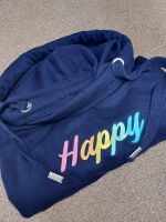 Happy Embroidered Cowl Neck Hoodie