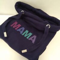 MAMA Embroidered Cowl Neck Hoodie