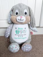 Embroidered Chic Harlequin Bunny Teddy Bear