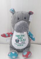 Embroidered Harlequin Hippo Teddy Bear