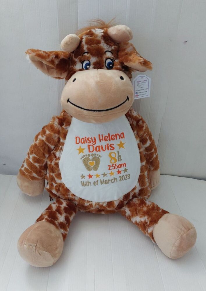 Embroidered Personalised Giraffe Teddy Bear