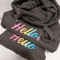 Hello Embroidered Cowl Hoodie