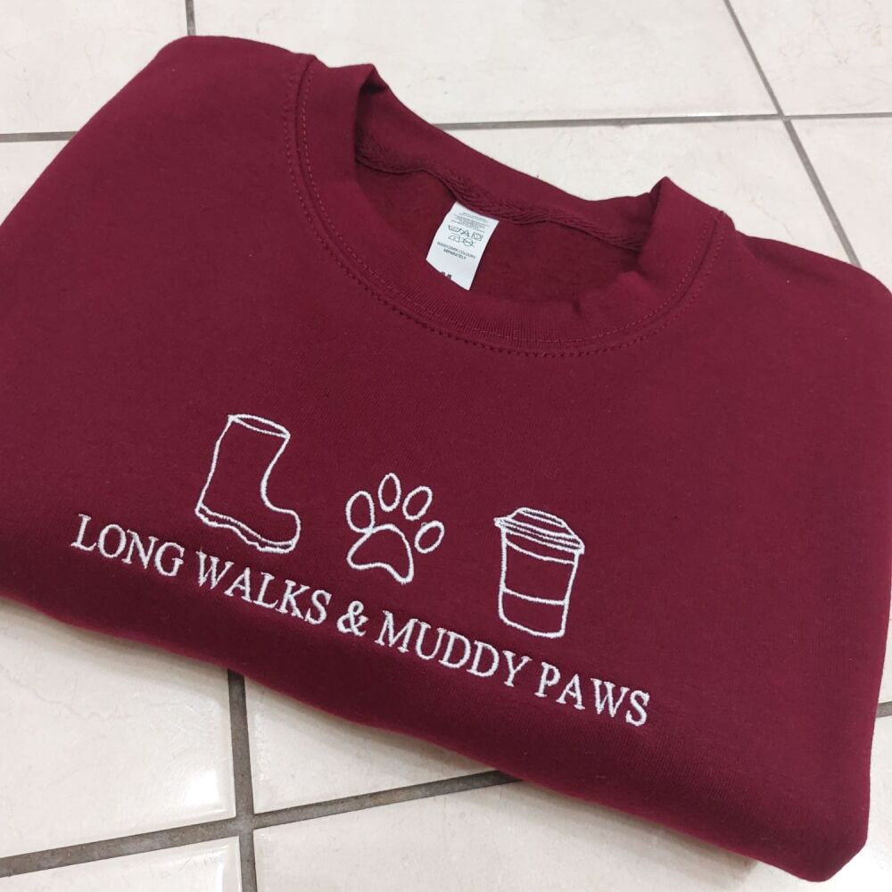 Long Walks & Muddy Paws Embroidered Jumper