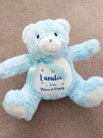 Embroidered Personalised Blue Teddy Bear