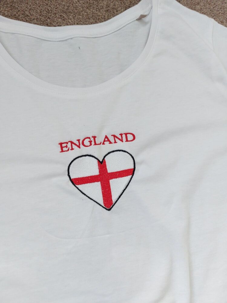 England Heart Embroidered T-Shirt