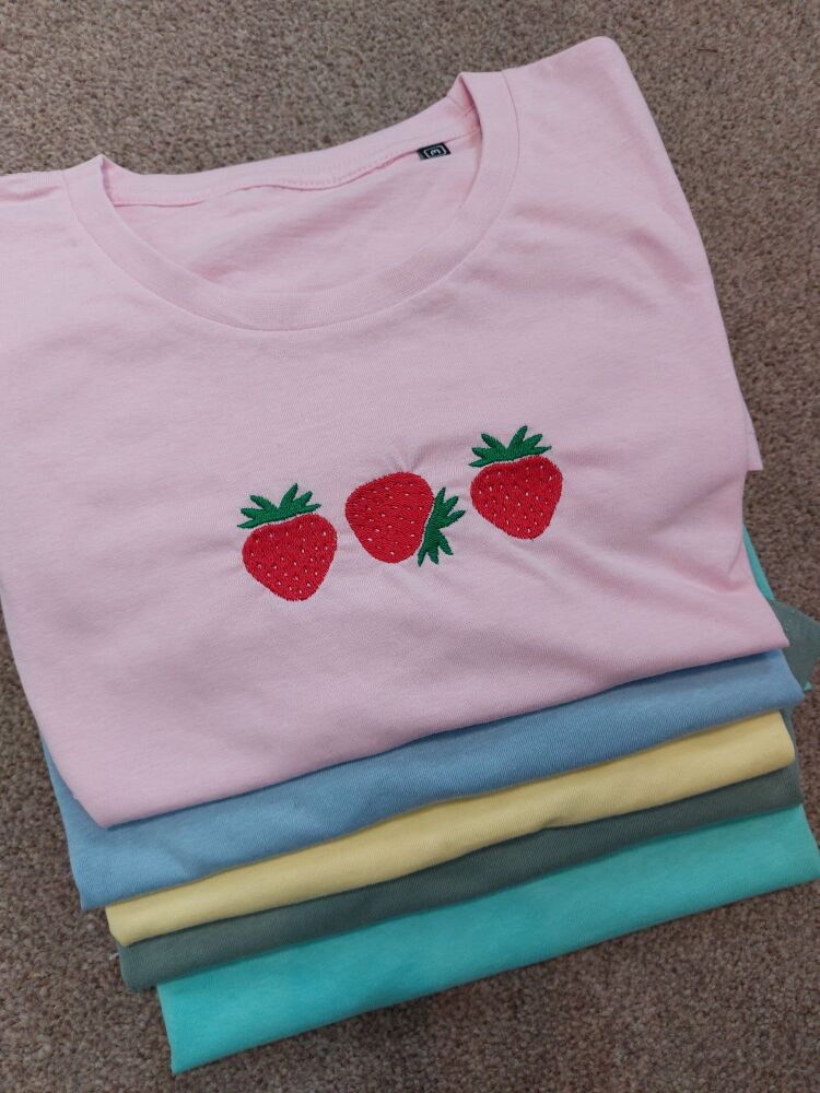 Strawberry Embroidered T-Shirt