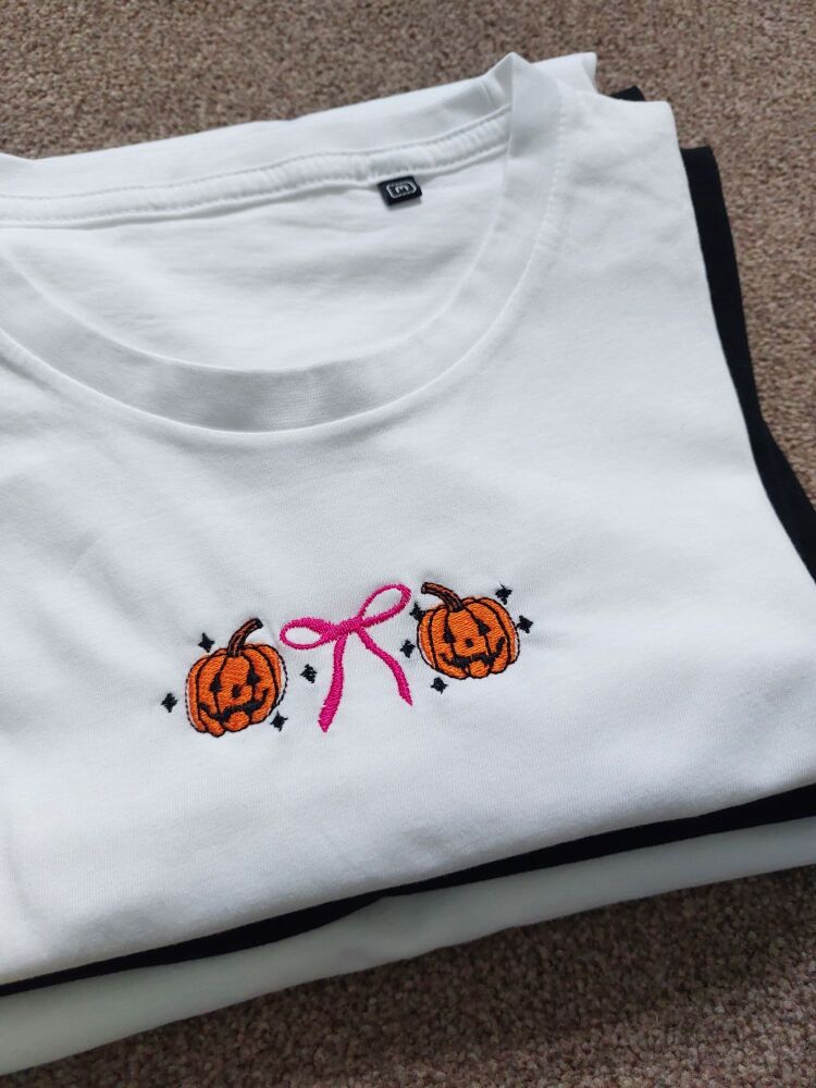 Pair of Pumpkins Embroidered T-Shirt