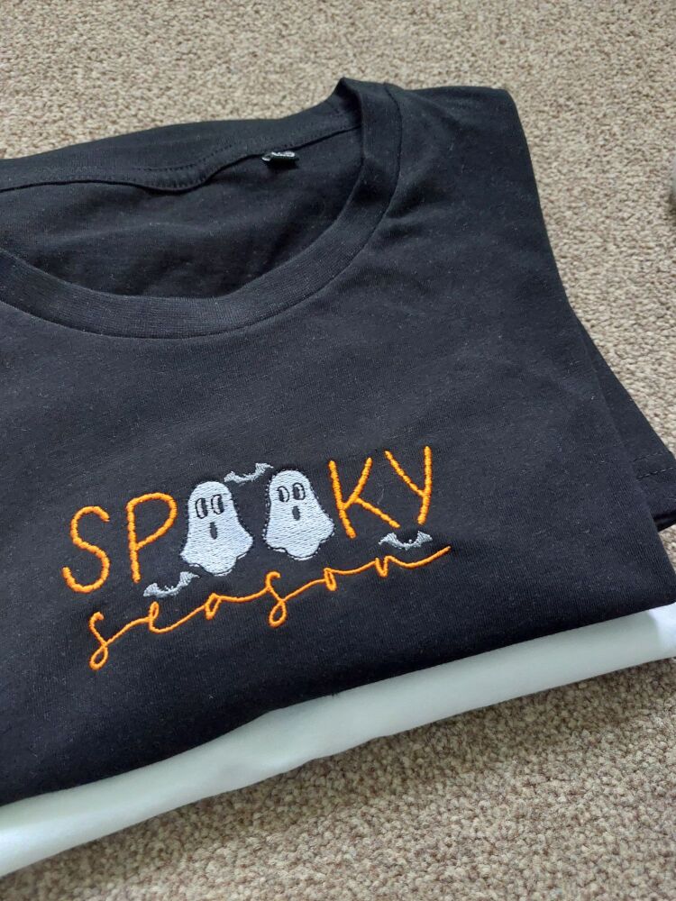 Spooky Season Ghosts Embroidered T-Shirt