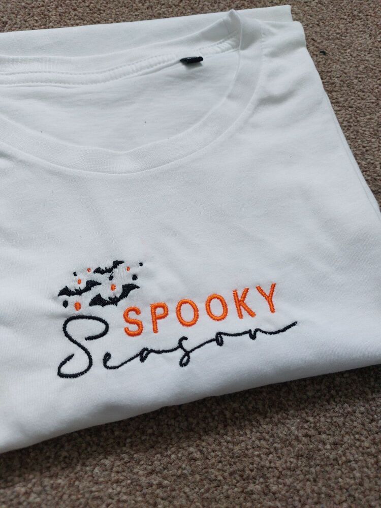 Spooky Season Bats Embroidered T-Shirt