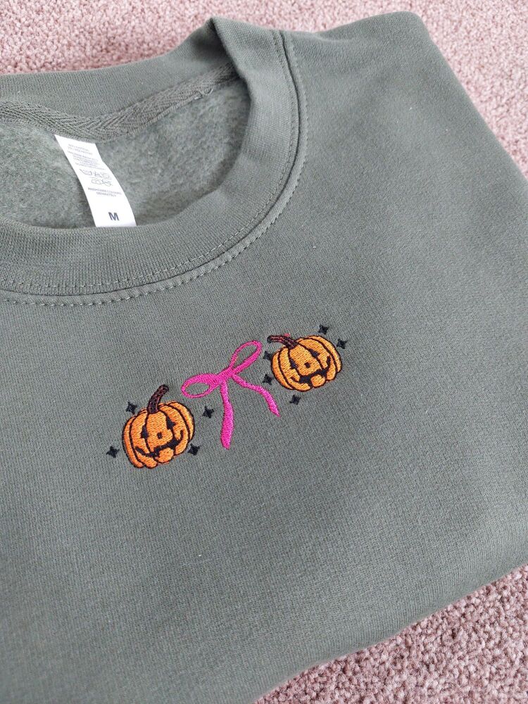 Pumpkin Autumn Embroidered Jumper