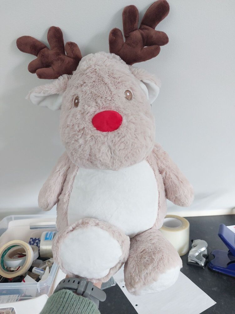 Embroidered Reindeer Teddy Bear