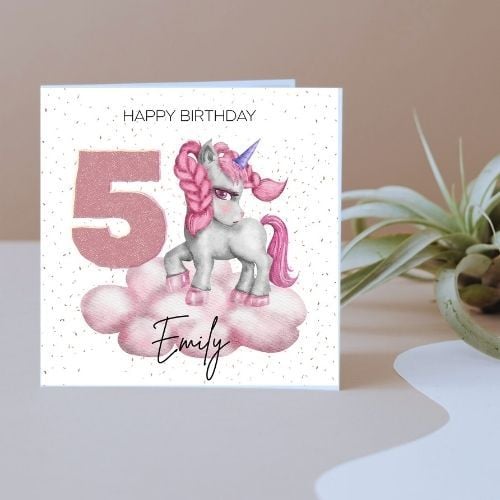 Unicorn Age Personalised Birthday Card