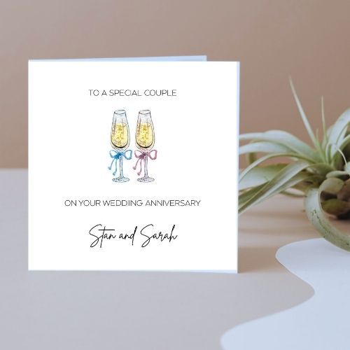 Champagne Anniversary Personalised Card