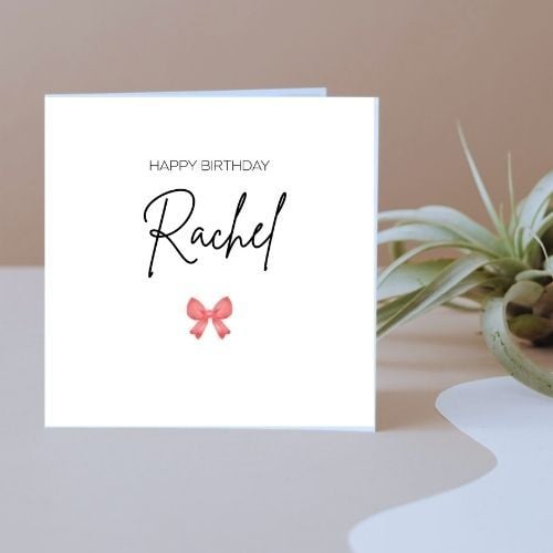 Name Personalised Birthday Card with Bow