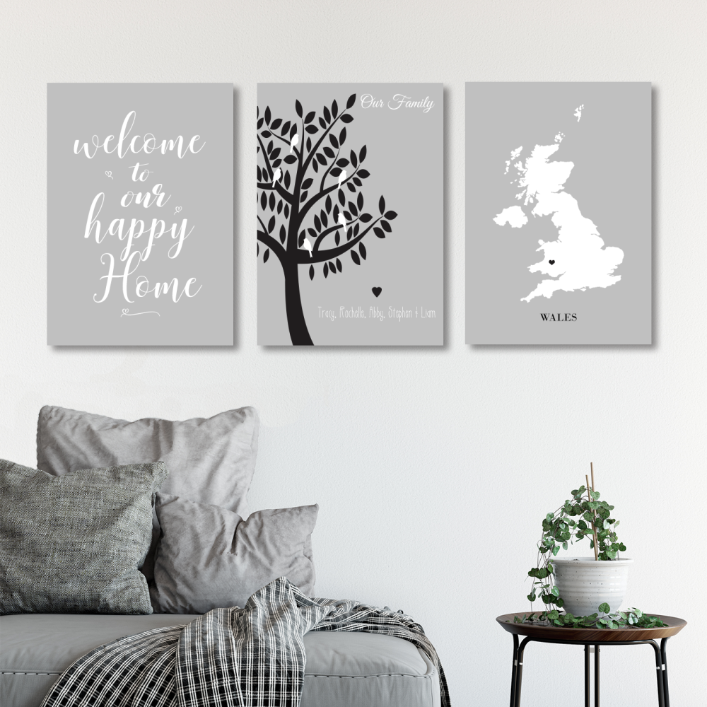 Welcome to our happy home 3pce Family Print