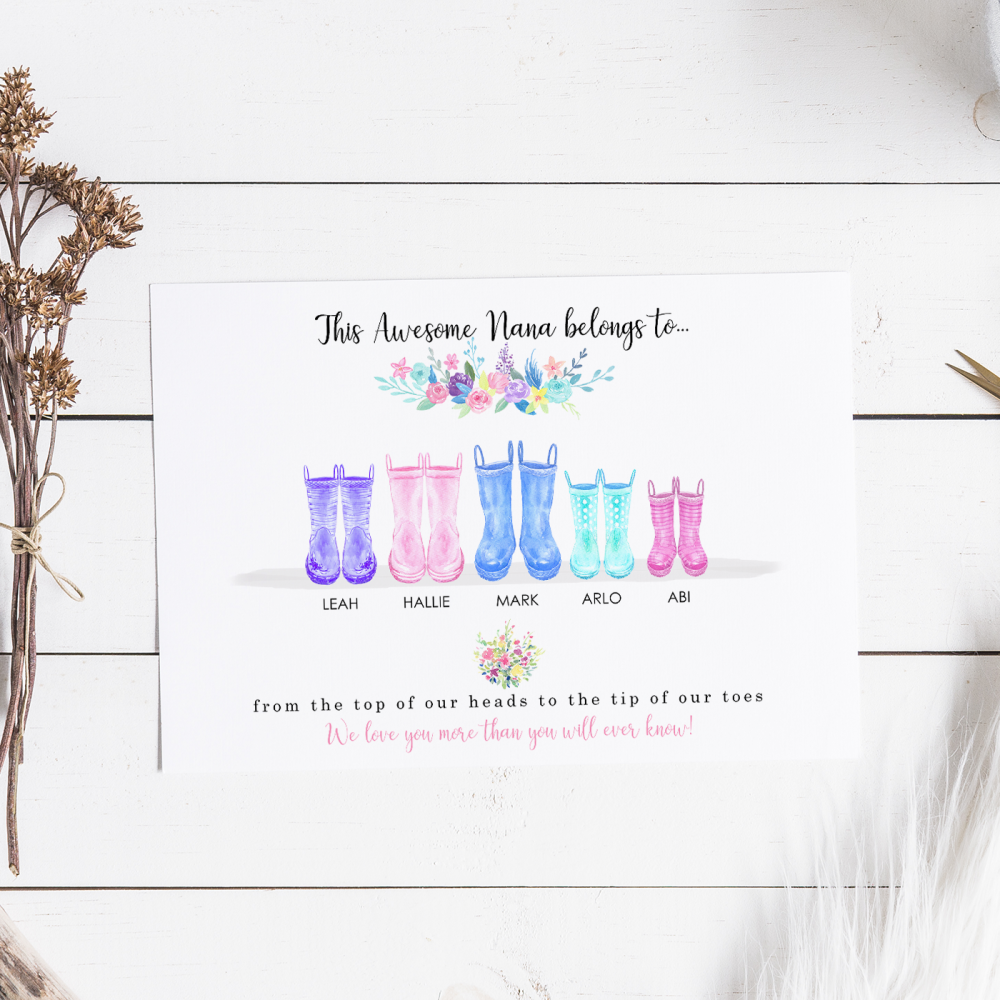 Grandma Wellington Boots family print