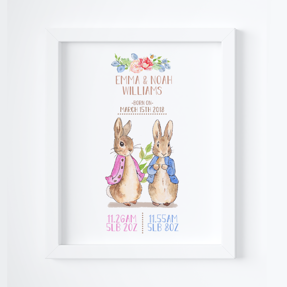 Peter Rabbit Nursery Prints For Twins