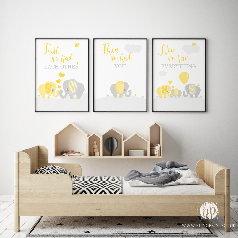 Set of 3 First We Had Each other Elephant Nursery Prints