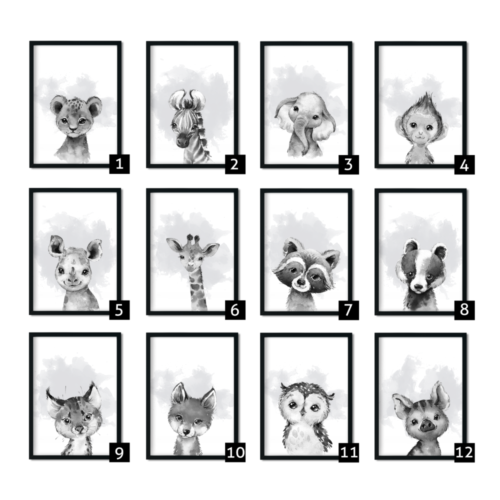 Gray Safari Jungle Nursery Animals