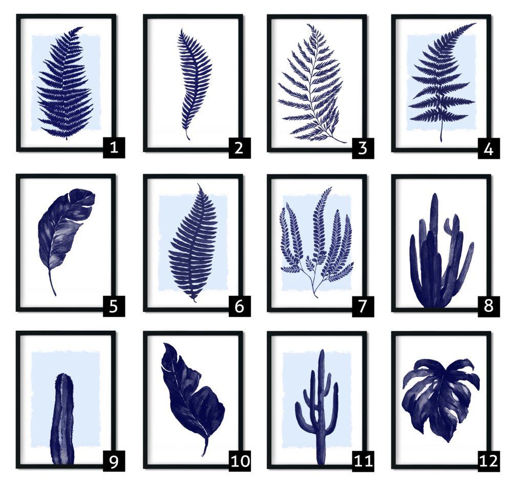Blue Botanical Prints