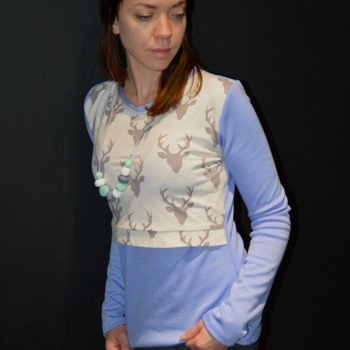 Breastfeeding Top - Long Sleeved top in Balmoral Stag