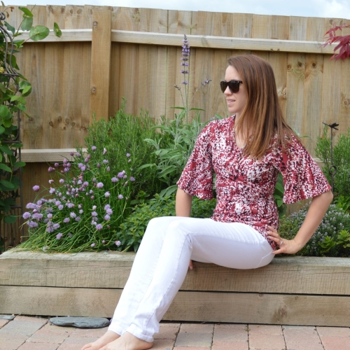 Breastfeeding Tops - Kimono breastfeeding tops in red speckle