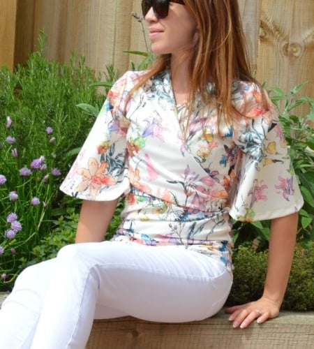 Breastfeeding Tops - Kimono breastfeeding top in cream florals