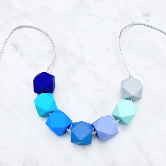 Ella Teething Necklace in Aqua, Teething Necklace, Breastfeeding Necklace,
