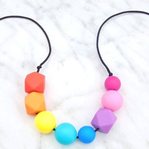 Lola Teething Necklace in Rainbo, Teething Necklace, Breastfeeding Necklace