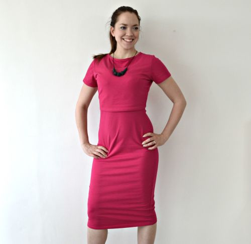 Midi Breastfeeding Dress in Raspberry Ex Photography