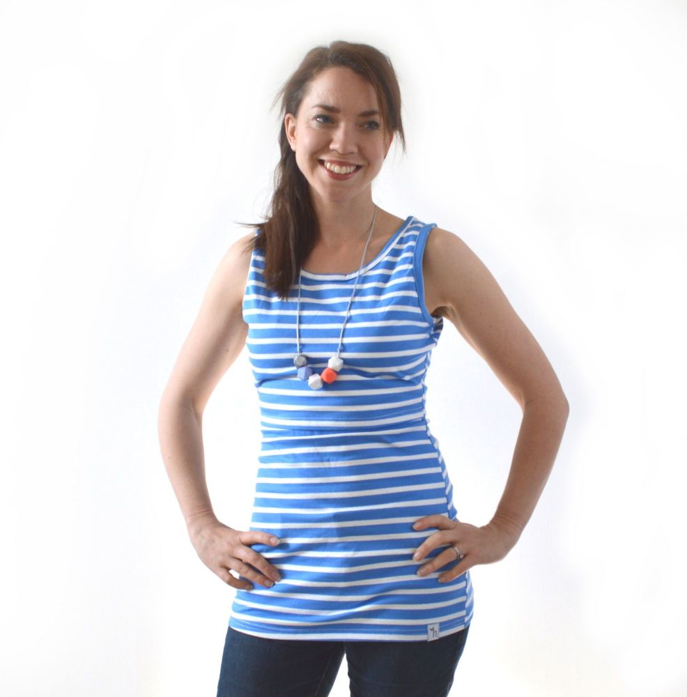 <!-- 050 -->Breastfeeding Vest - Sky Blue Stripe