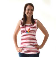 <!-- 051 -->Breastfeeding Vest - White with Red Stripe