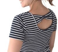 <!-- 112 -->Breastfeeding Tunic Dress - Navy and White Stripe
