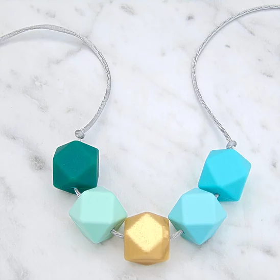 Lou Lou Teething Necklace in Sea Green