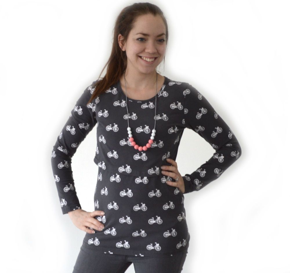 <!-- 192 -->Breastfeeding Tops -  Long Sleeved Breastfeeding Top in Vintage