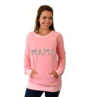 <!-- 205 -->Mama print breastfeeding sweater in pink leopard