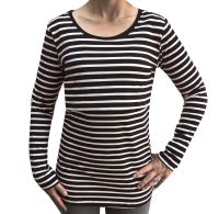 <!-- 030 --> Long sleeved breastfeeding top - Black with white stripe