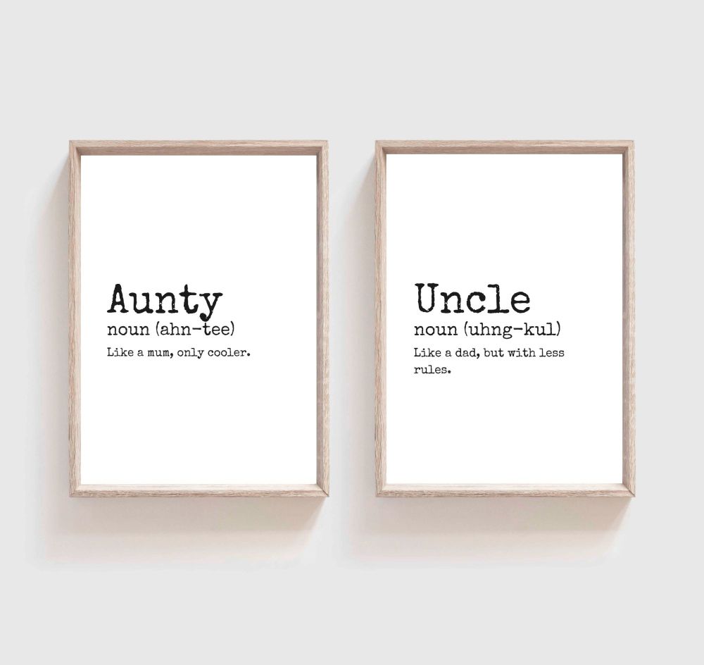  Aunty and/or Uncle definition print
