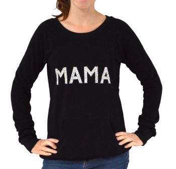 Mama print breastfeeding sweater in black leopard