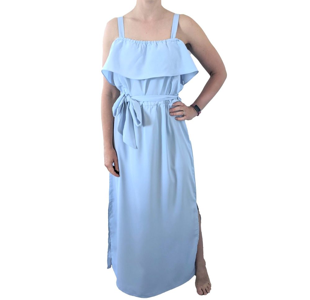 <!-- 097 --> Maxi Ruffle Dress in Powder Blue