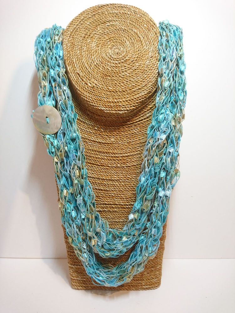 Finger knitted necklace scarf FKS003