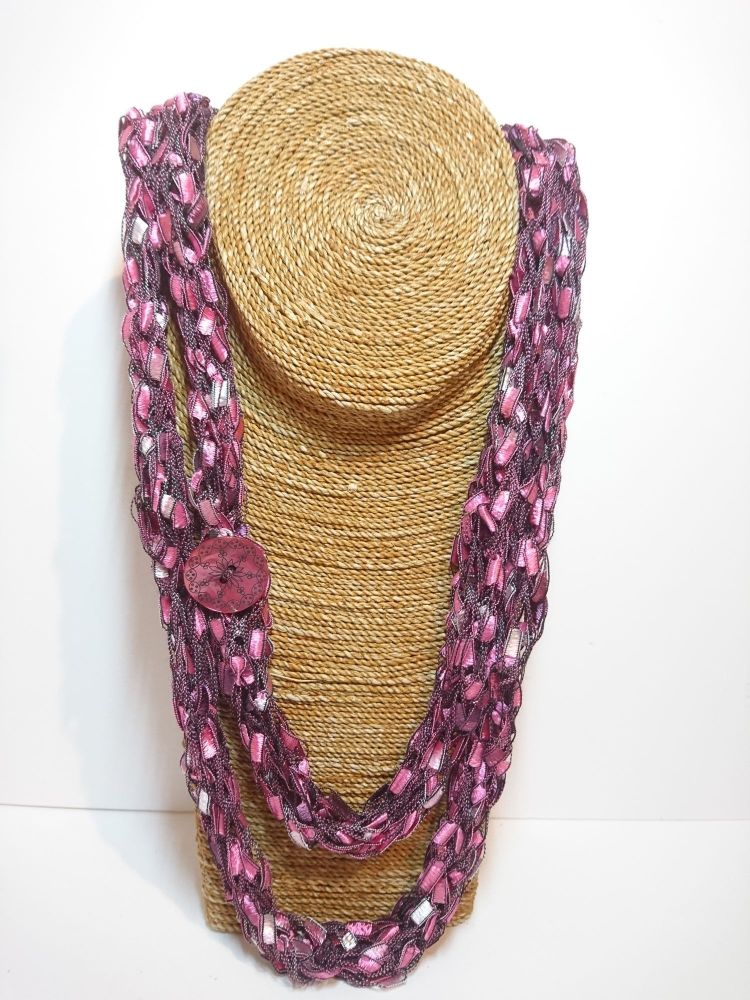 Finger knitted necklace scarf FKS004