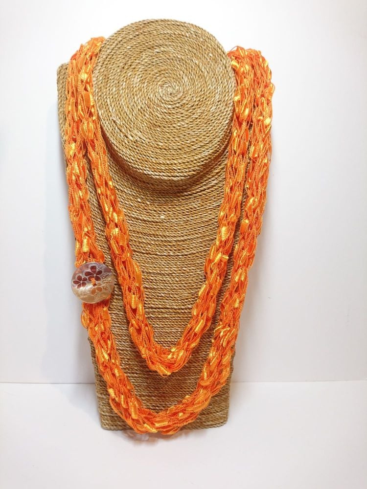 Finger knitted necklace scarf FKS007
