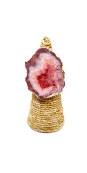 Pink agate geode ring