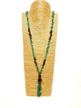 Silk knotted long tassel necklace