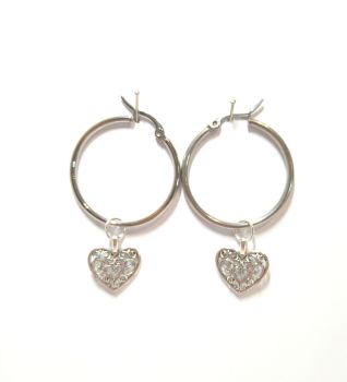 Silver heart hoop Earrings