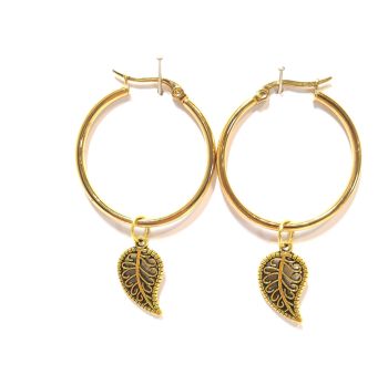 Gold leaf hoop Earrings