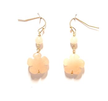 Peach calcite flower drop earrings