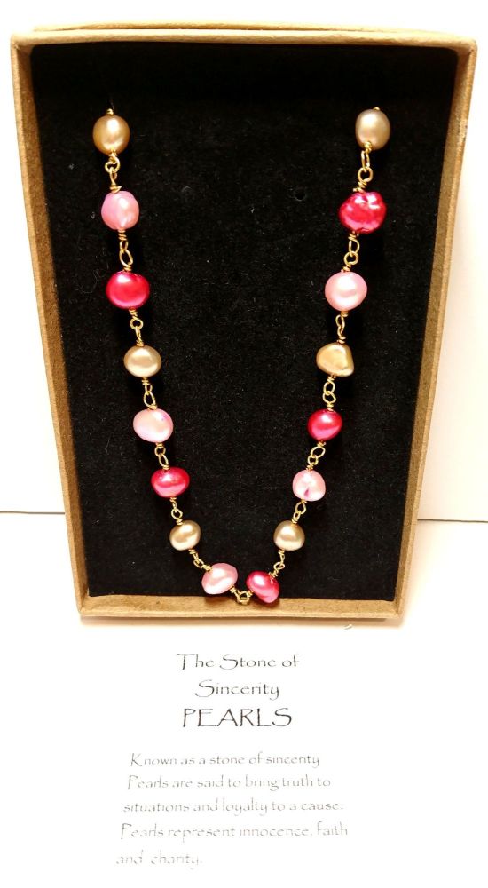 Pink freshwater pearl chain necklace